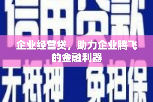 戚墅堰企业经营贷，助力企业腾飞的金融利器