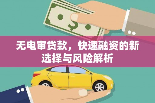 狮子山无电审贷款，快速融资的新选择与风险解析
