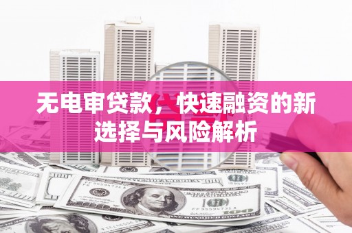 板桥无电审贷款，快速融资的新选择与风险解析