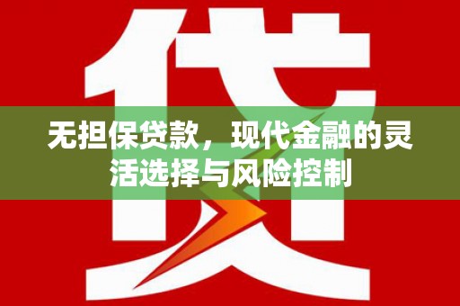 颍东无担保贷款，现代金融的灵活选择与风险控制