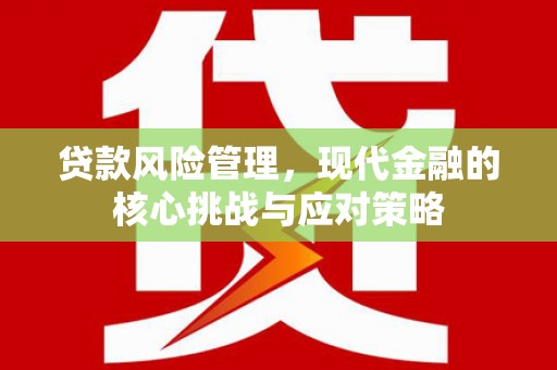 蔡甸贷款风险管理，现代金融的核心挑战与应对策略