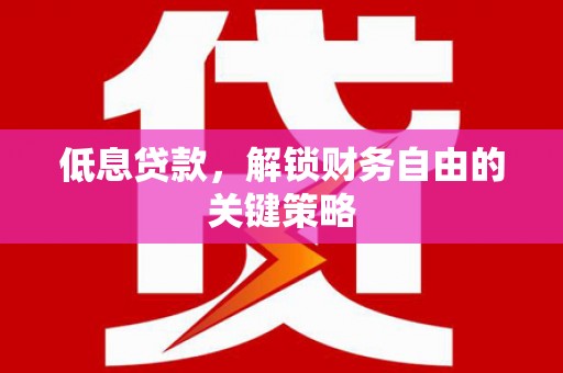 埔里低息贷款，解锁财务自由的关键策略