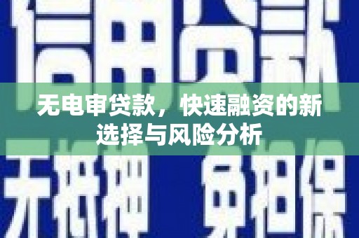 瑞芳无电审贷款，快速融资的新选择与风险分析