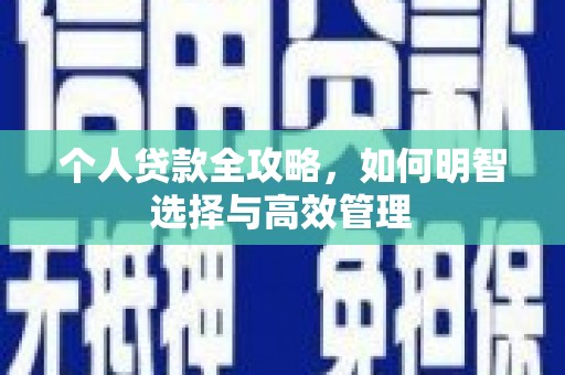 馆陶个人贷款全攻略，如何明智选择与高效管理